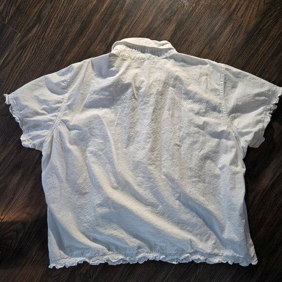 VICTORIA JONES 100% Cotton Victorian Style White Blouse w/ Lace NWOT/SIZE 2X - Picture 2 of 7
